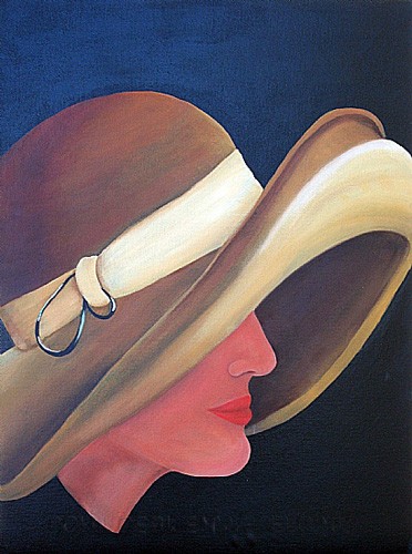 Schilderij bruine hoed, schilderijenwereld.nl