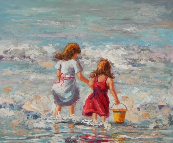 Meisjes aan zee