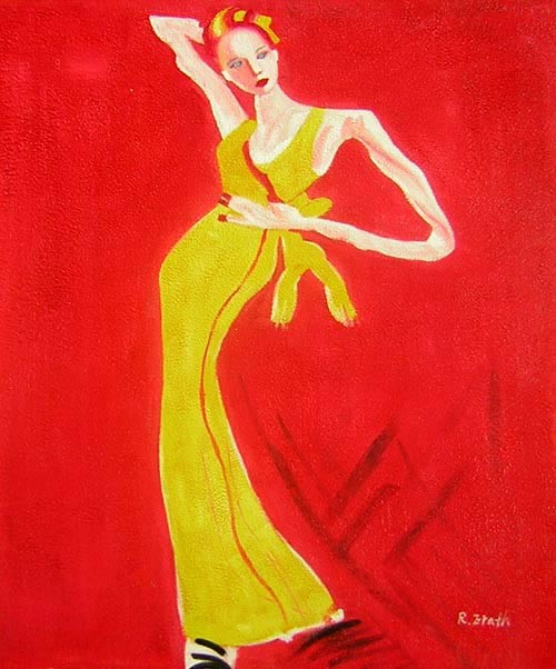 Schilderij Vrouw in het geel