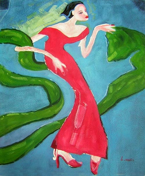 Schilderij Vrouw in het rood